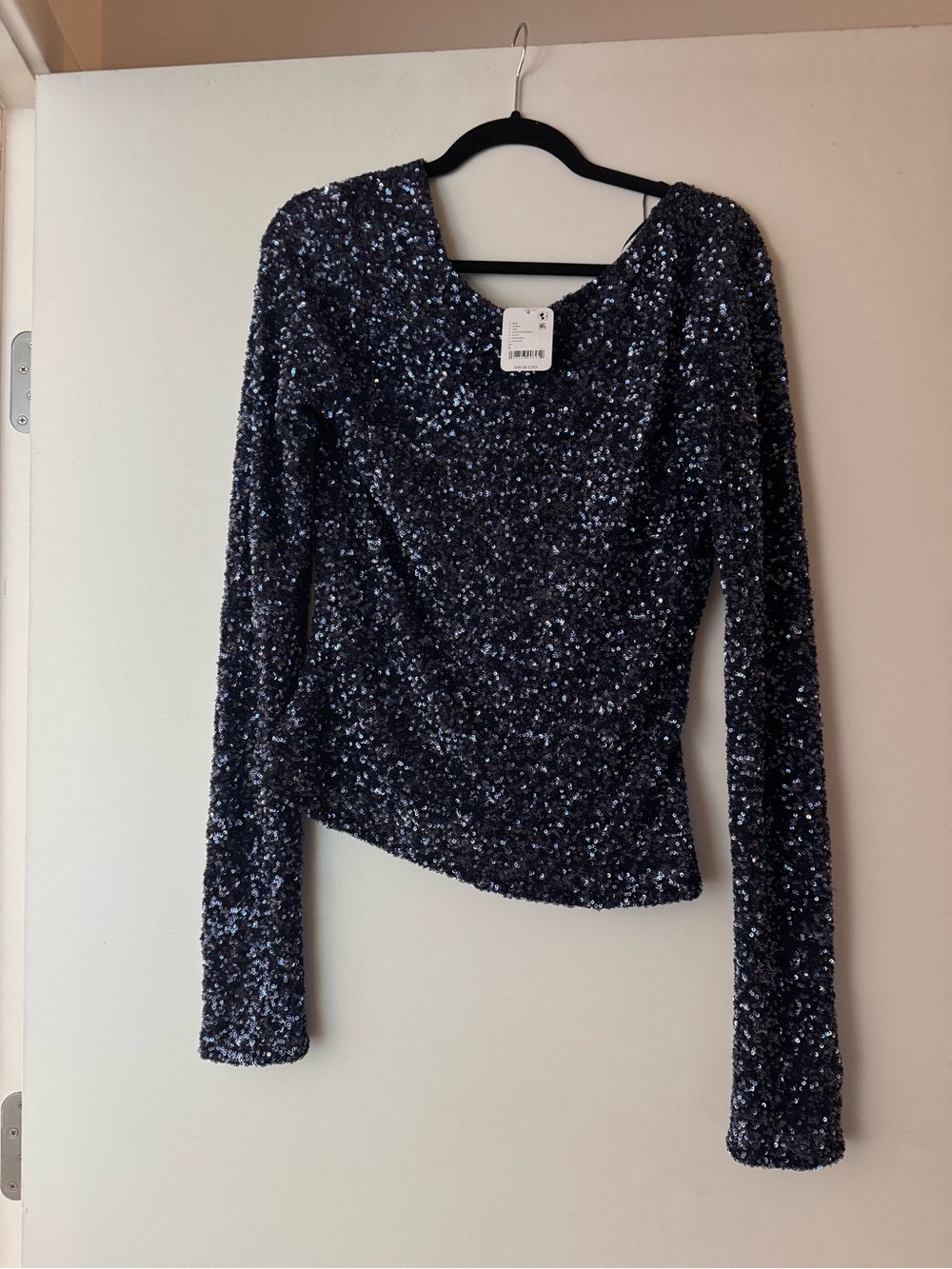 NWT Free People Sequin Long-Sleeve Women's Top in Dark Navy